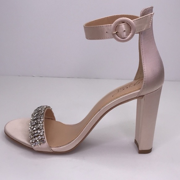 BADGLEY MISCHKA Jewel Jameson Champagne Heeled Sandal Sz 8.5 - Picture 5 of 6